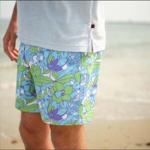 Sea Culture Floral Recycled Nylon Swim Board Shorts, Size 36